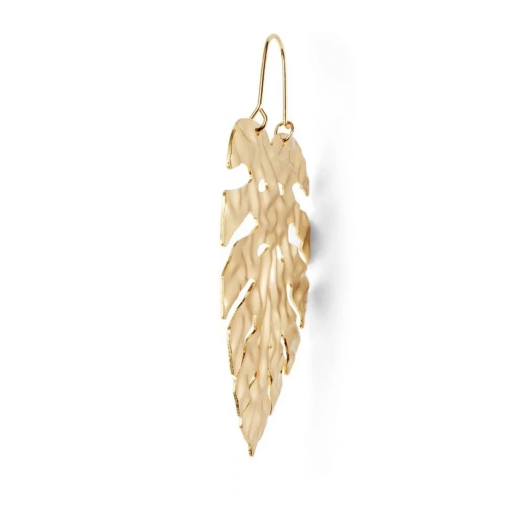Tabitha Brown Limited Edition Gold Tone Metallic Palm Leaf Drop Earrings